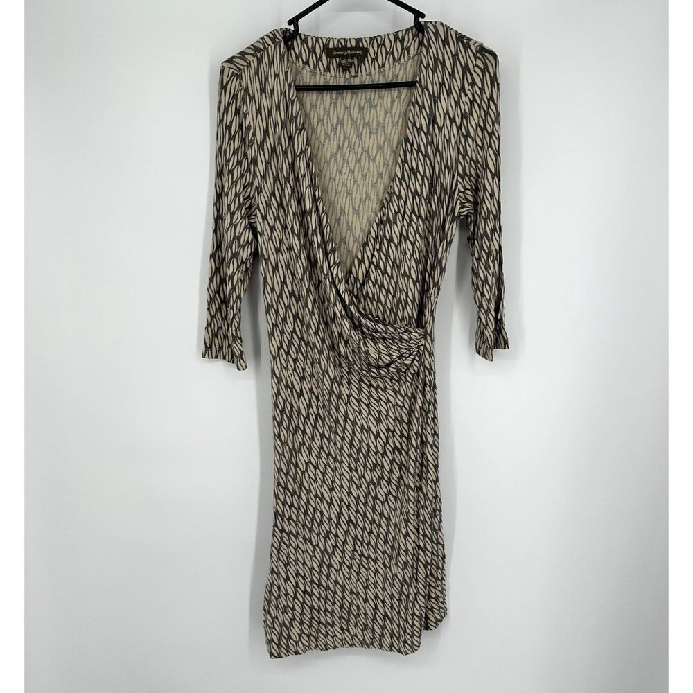 Tommy Bahama Wrap‎ dress size Small Cream and Gray